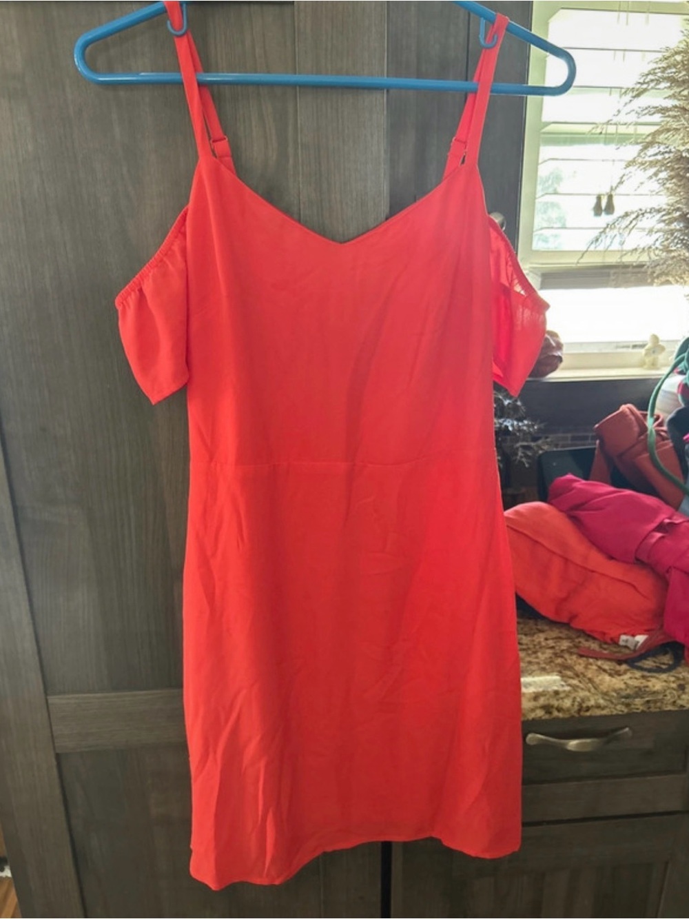 Express Red Cold-Shoulder Mini Dress